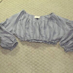 Universal Thread Women's Balloon Long Sleeve V-Neck Cropped Blouse Size M